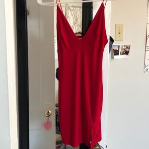 Leg Slit Red Dress